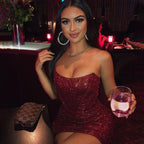 Sequined Bustier Mini Dress for Women - Bodycon Fit