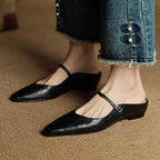 Women Genuine Leather Slip-On Mules