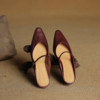 Women Genuine Leather Slip-On Mules