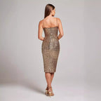 Woman's Shimmering Midi Dress with Zip