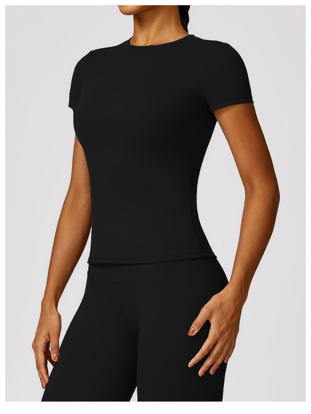 Women's High-Waisted Seamless Gym Set - Short Sleeve & Leggings