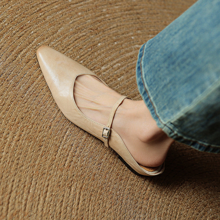 Women Genuine Leather Slip-On Mules