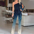 One Shoulder Retro Disco Jumpsuit