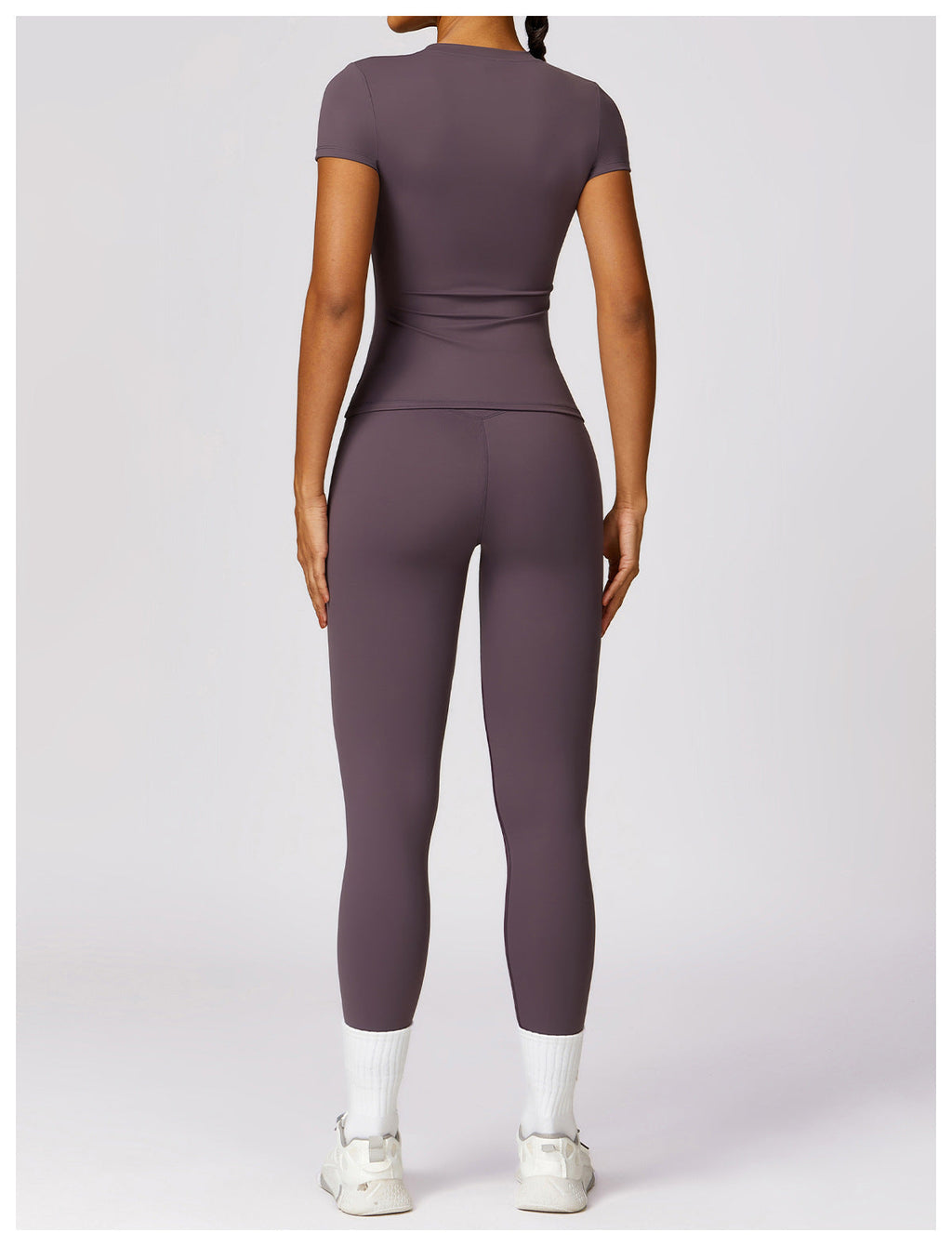 Women's High-Waisted Seamless Gym Set - Short Sleeve & Leggings