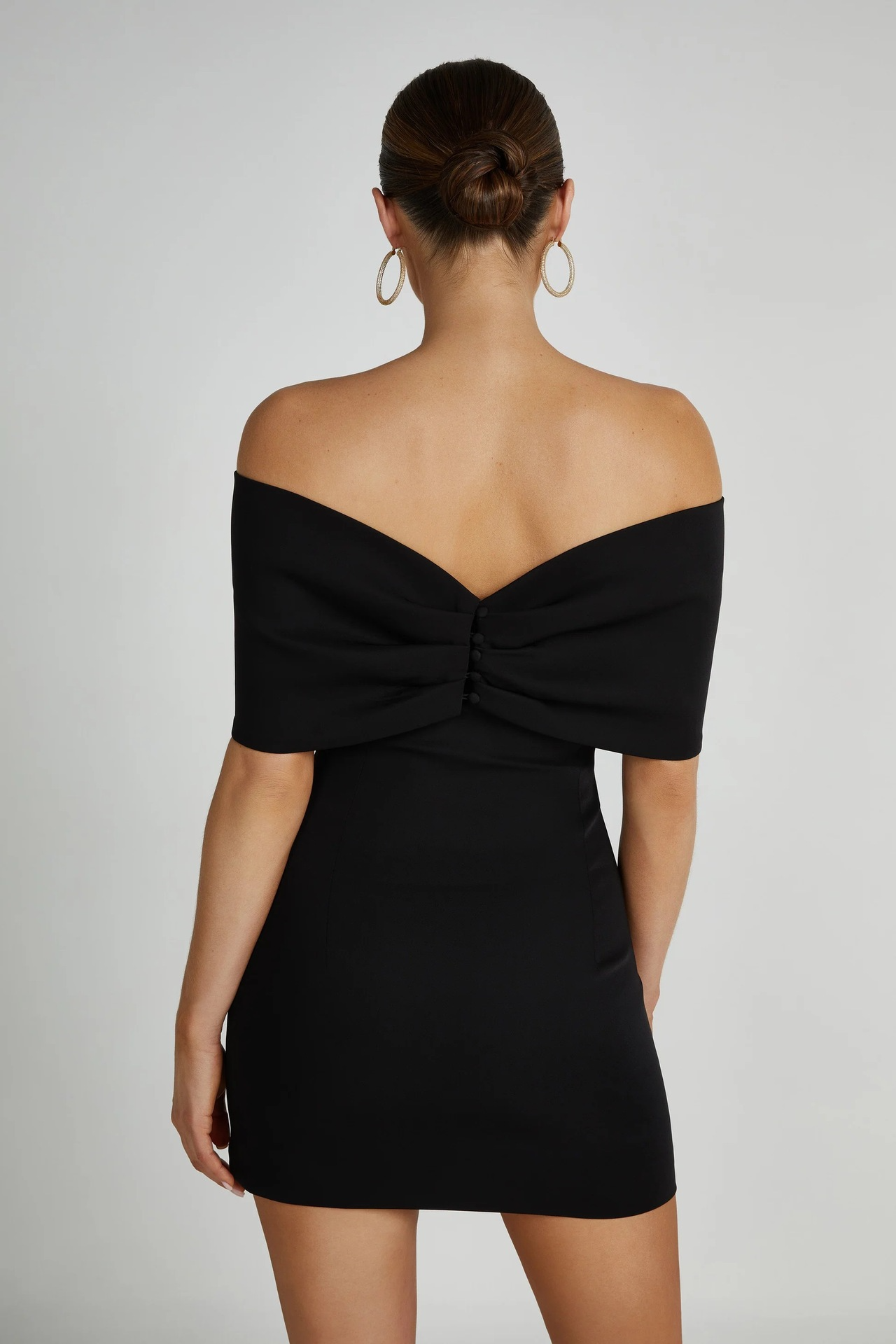 Black Mini Dress with Off-Shoulder Bow