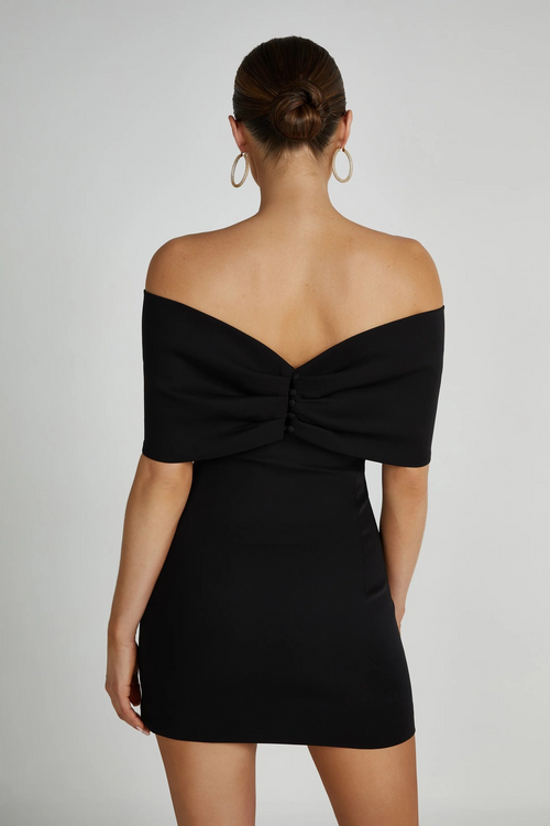 Black Mini Dress with Off-Shoulder Bow