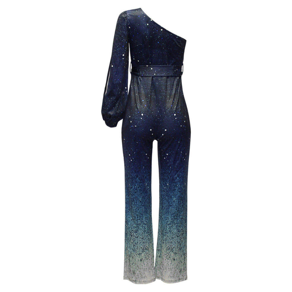 One Shoulder Retro Disco Jumpsuit