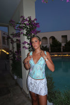 Sequin Top with Deep V-Neck and Purple Hues