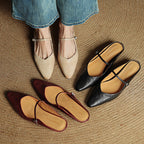 Women Genuine Leather Slip-On Mules