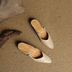Women Genuine Leather Slip-On Mules