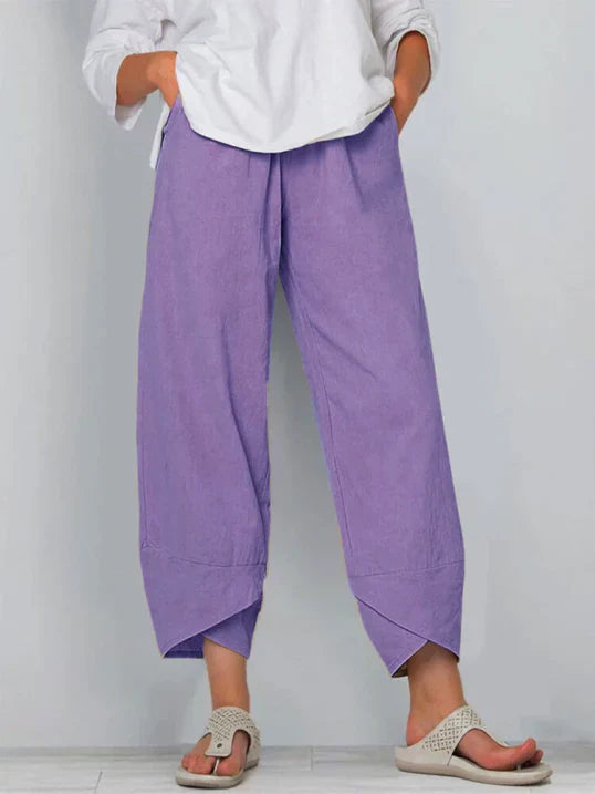 Wide Leg Tulip Hem Trousers High-Waist Women's Pants