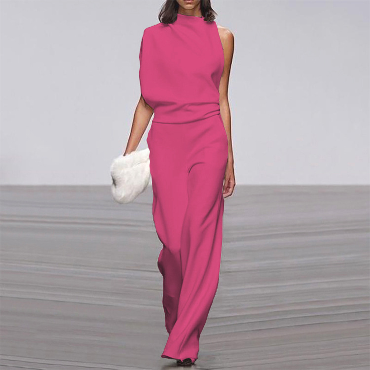 One-Shoulder Wide-Leg Jumpsuit Women's Chic Jumpsuit