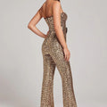 Women's Wide-Leg Jumpsuit - Satin Sleeveless Evening Romper