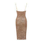 Woman's Shimmering Midi Dress with Zip