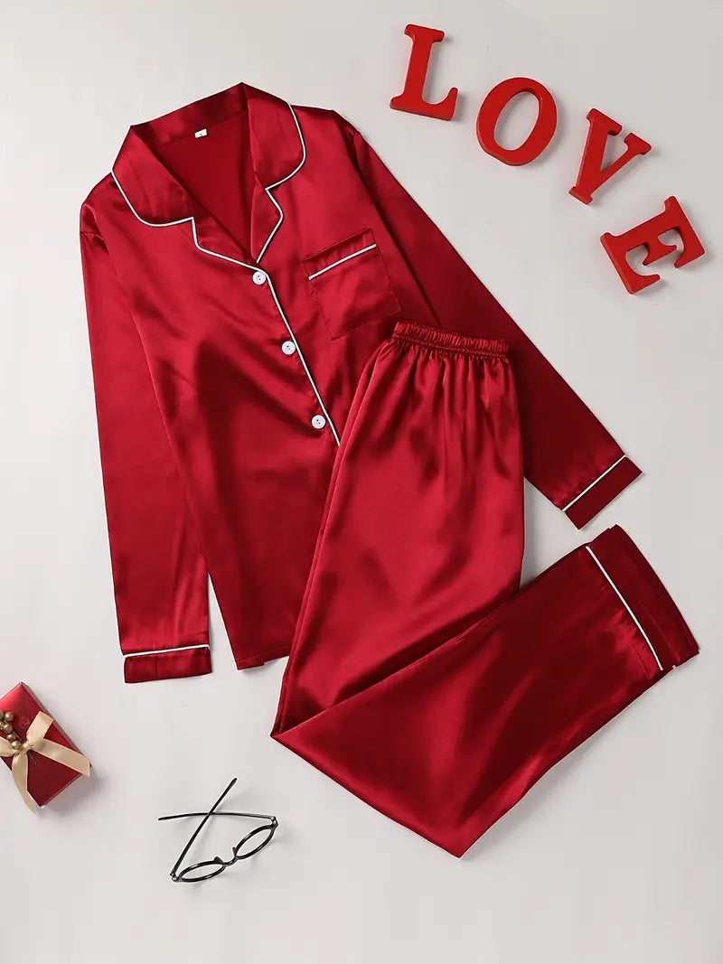 Women's Elegant Satin Pyjama Set