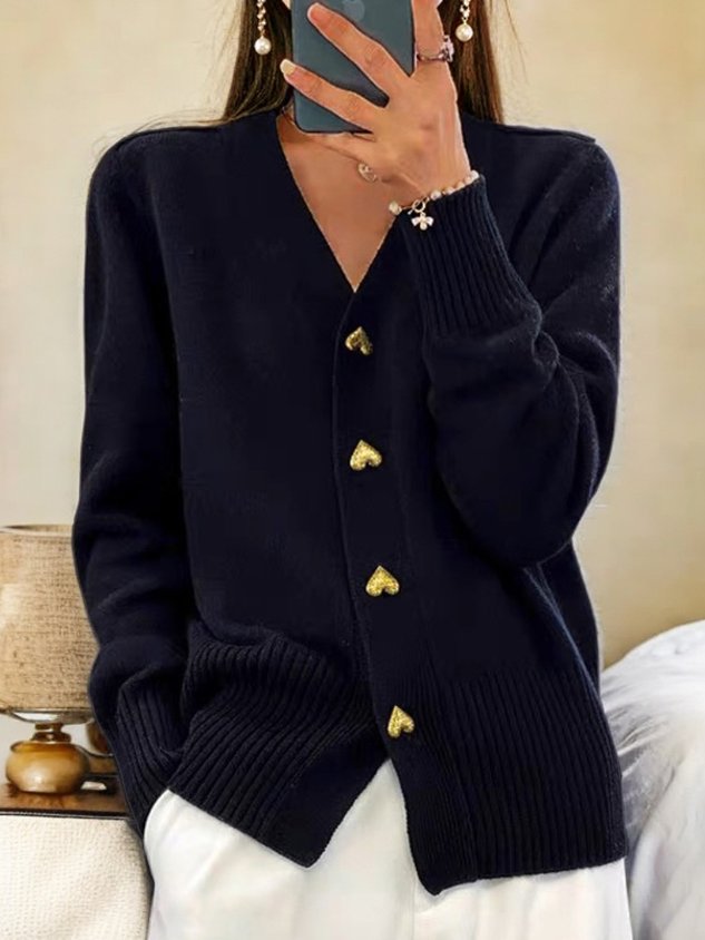 Warm Gold Button Knit Gilet