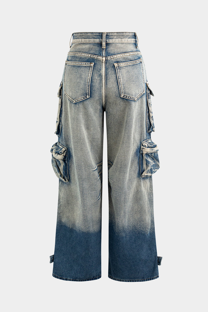 Ombre Denim Cargo Jeans