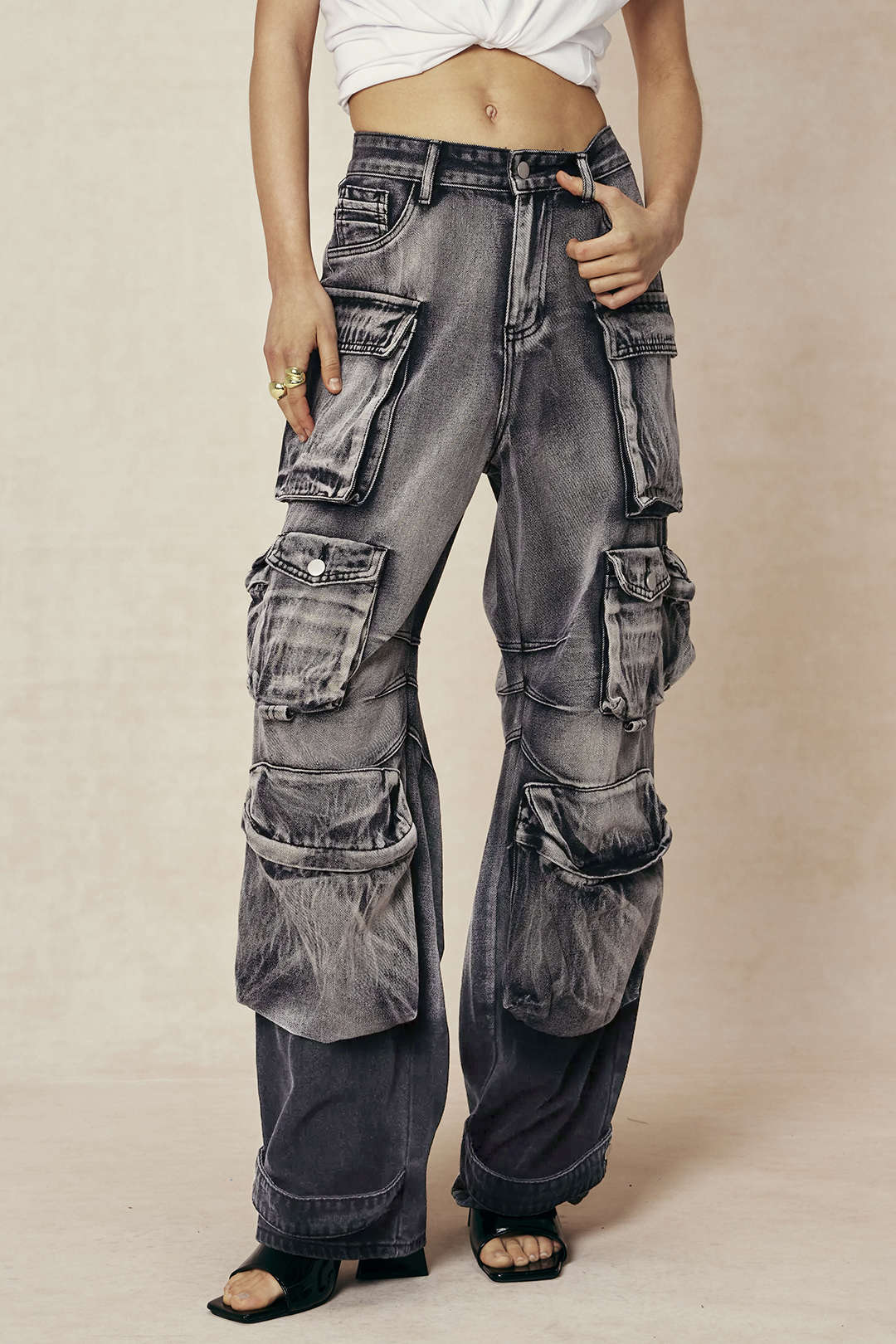 Ombre Denim Cargo Jeans
