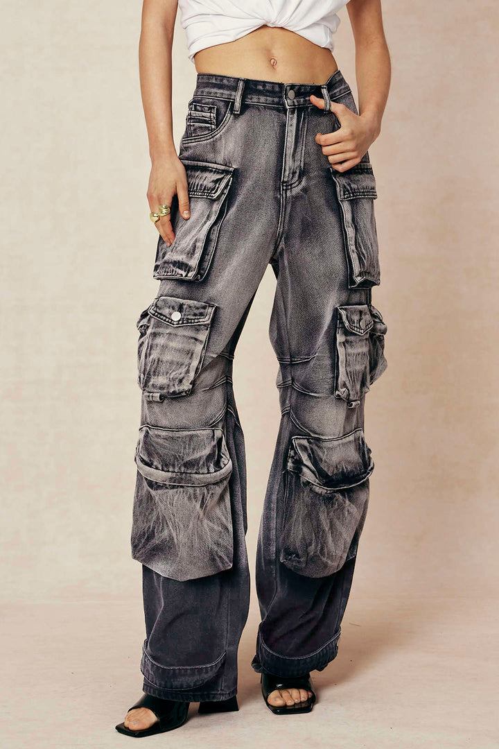 Ombre Denim Cargo Jeans