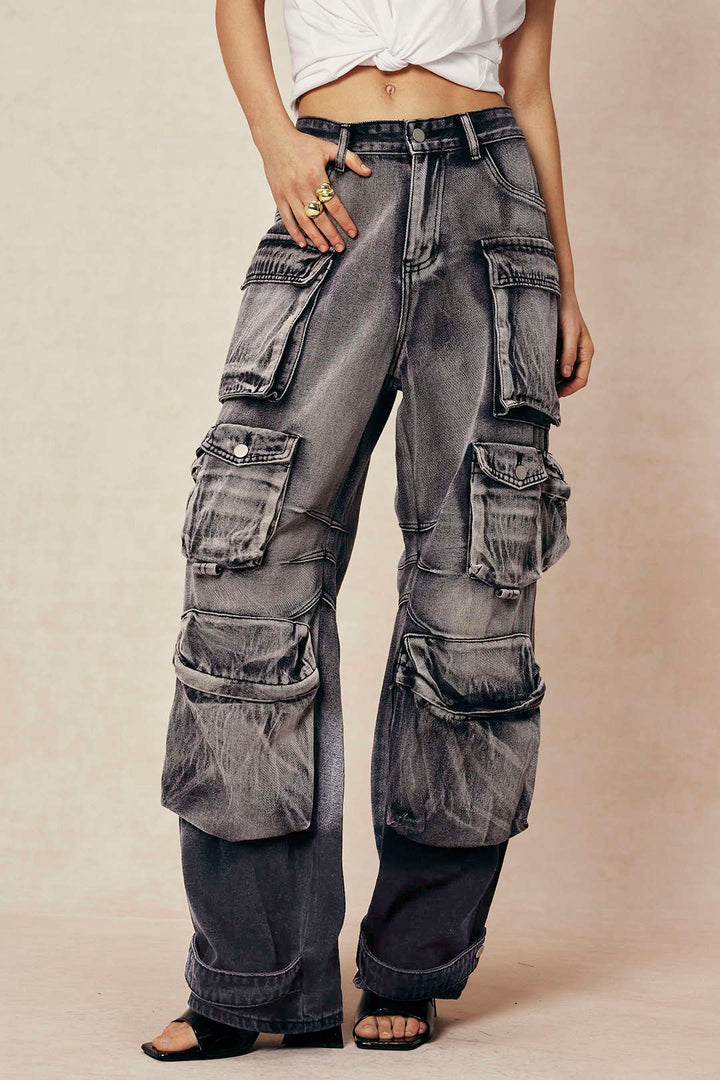 Ombre Denim Cargo Jeans