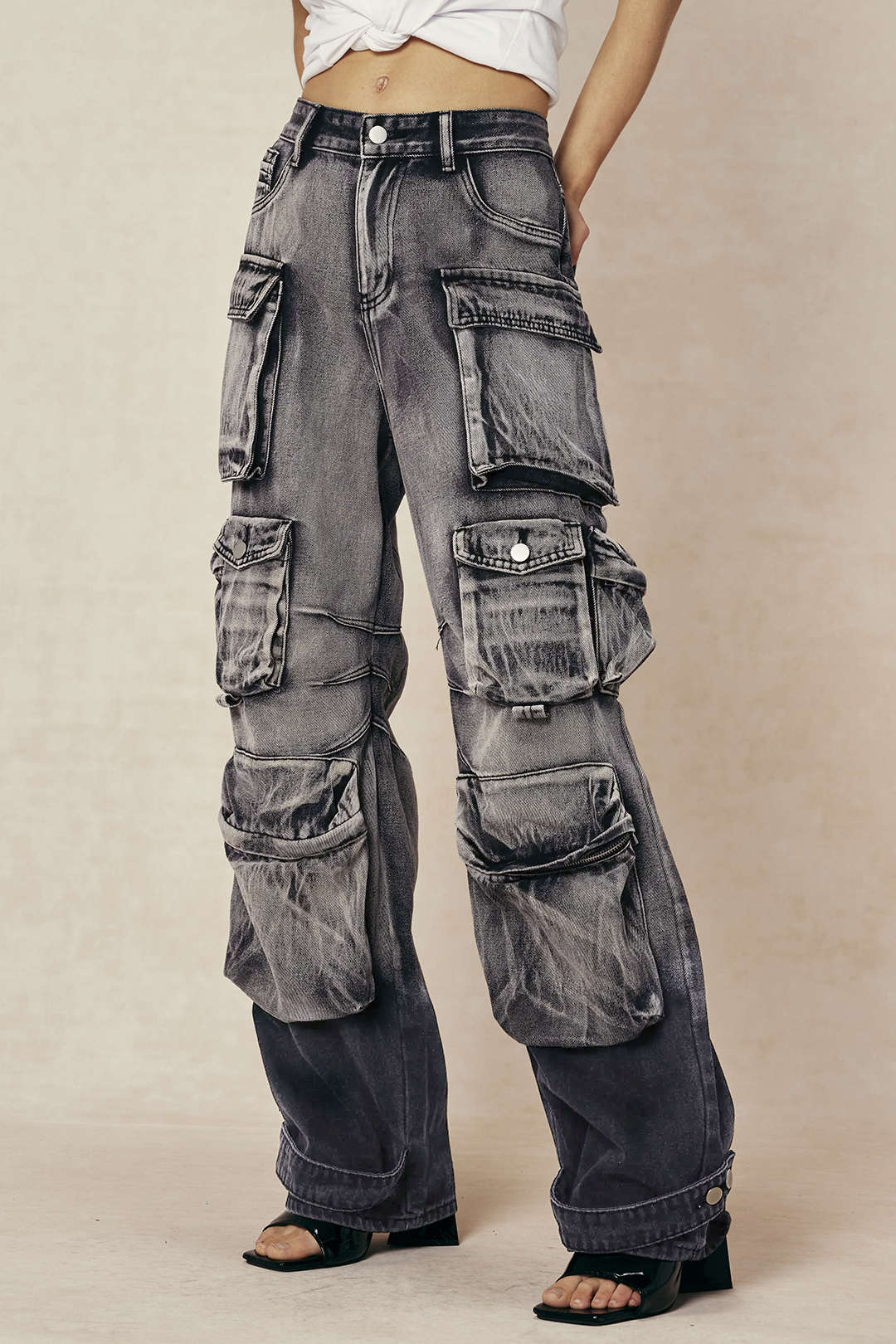 Ombre Denim Cargo Jeans