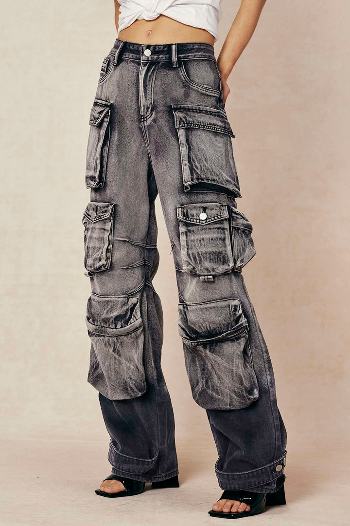 Ombre Denim Cargo Jeans