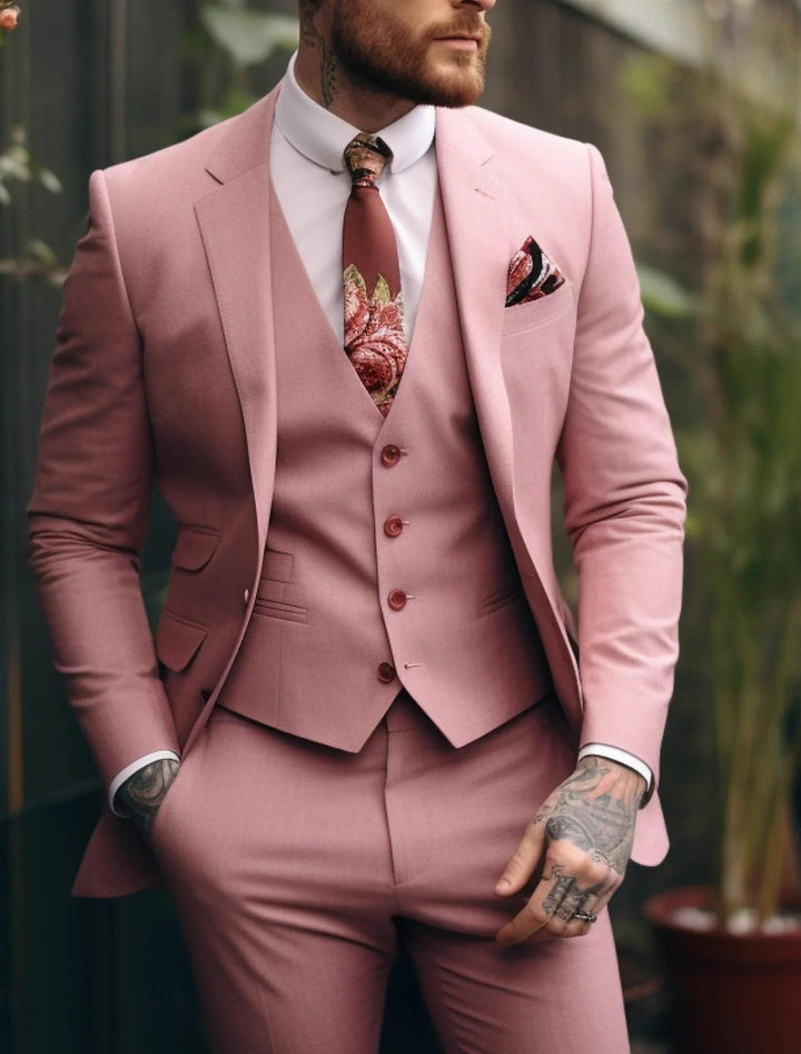 One-Button Three-Piece Men’s Suit
