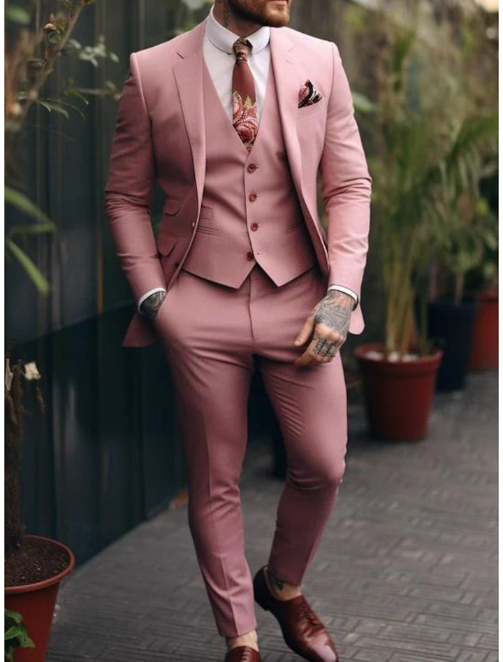 One-Button Three-Piece Men’s Suit