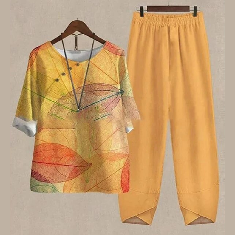 Summer Button-Down & Palazzo Pant Set Chic Women's Set