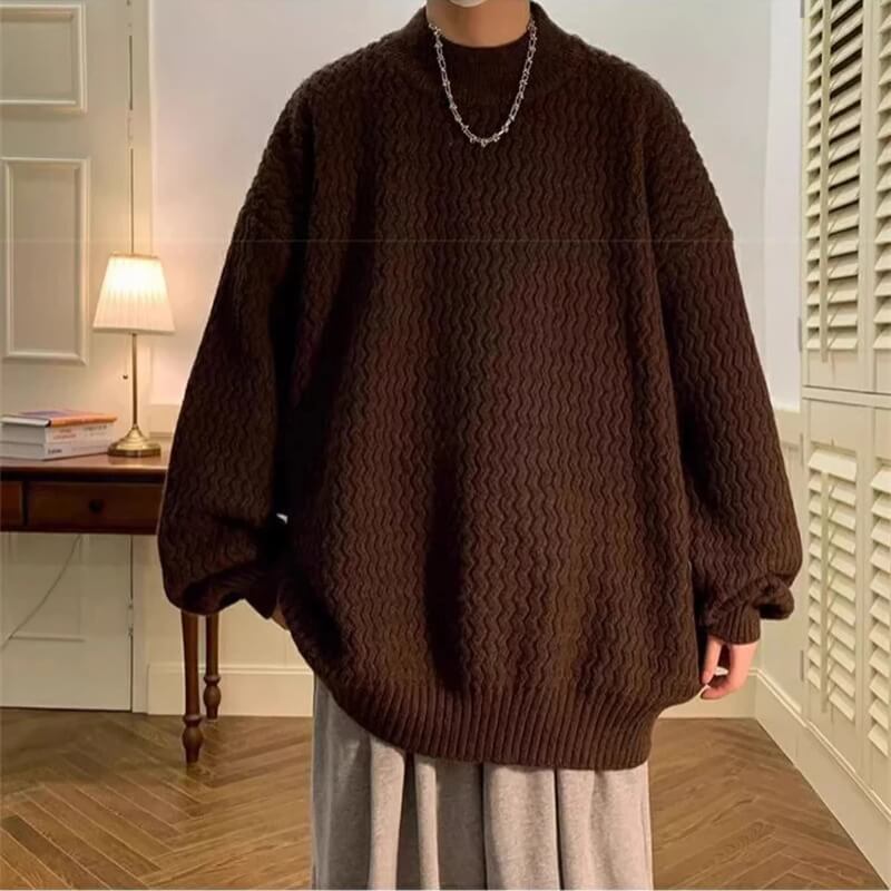 Oversized Wavy Knit Sweater