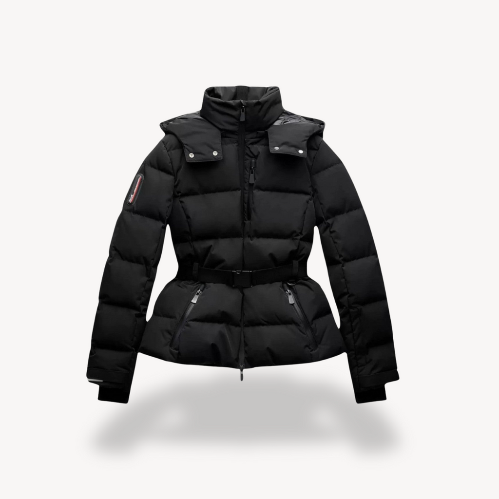 Short Quilted Belted Collared Jacket