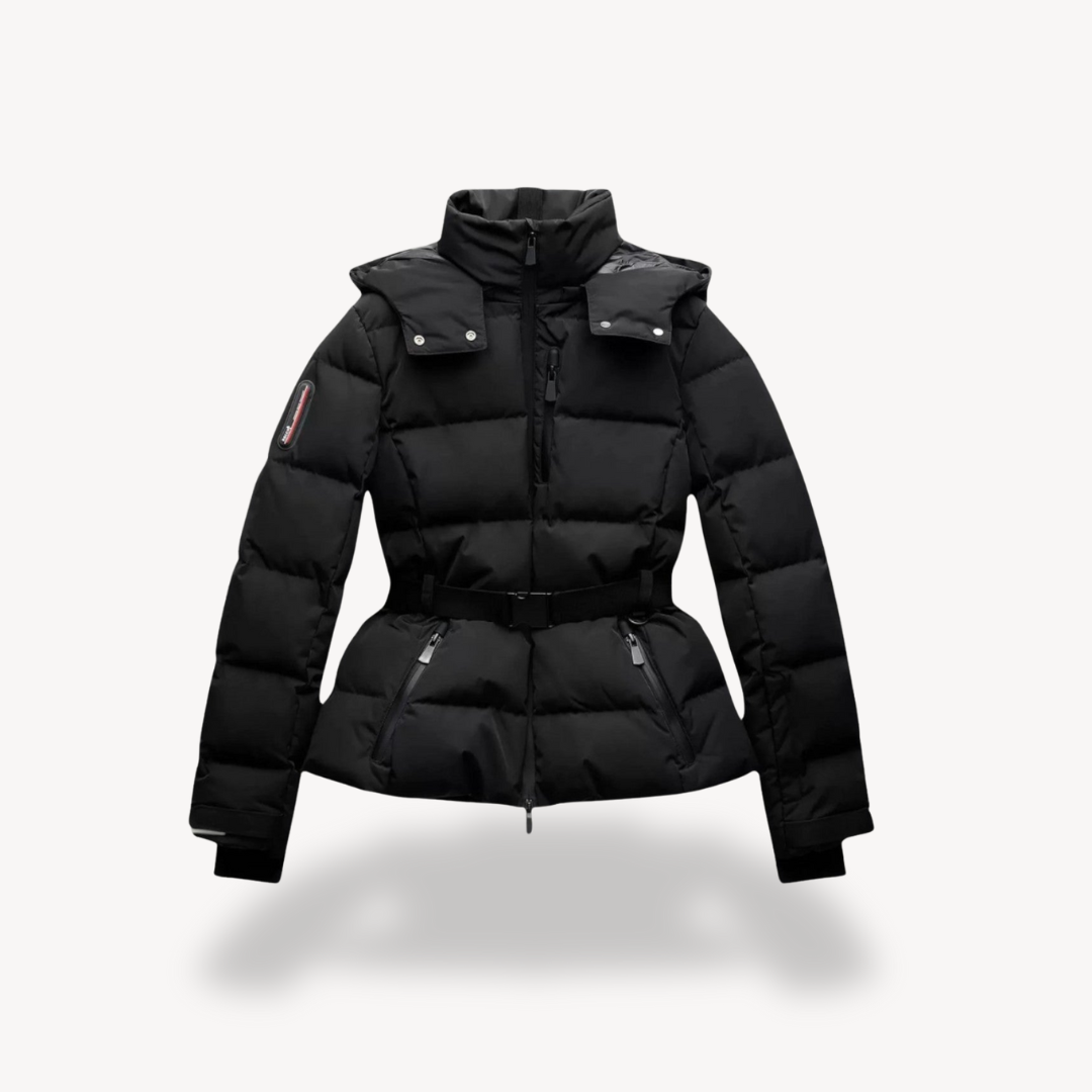 Short Quilted Belted Collared Jacket