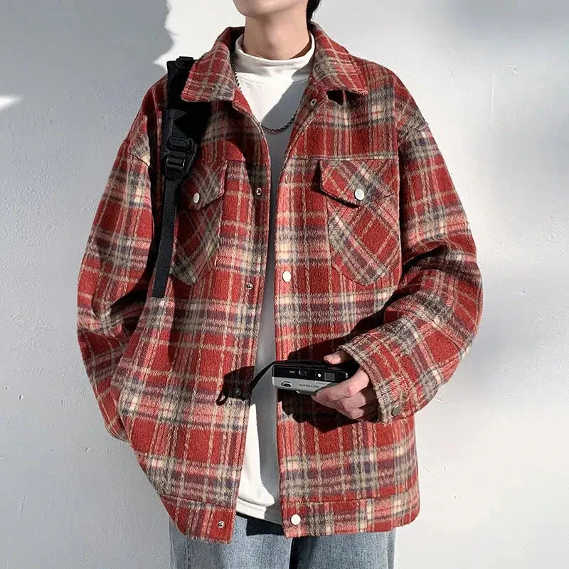 Plaid Snap Button Shirt Jacket