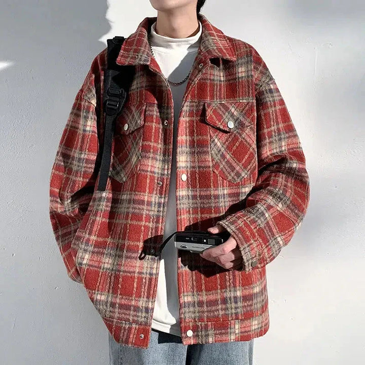 Plaid Snap Button Shirt Jacket