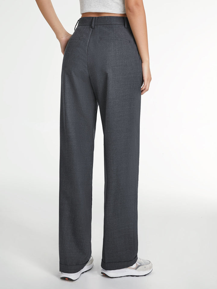 Pleat Front Straight Leg Pants