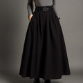 Pleated Maxi Skirt with High Waist and Belt