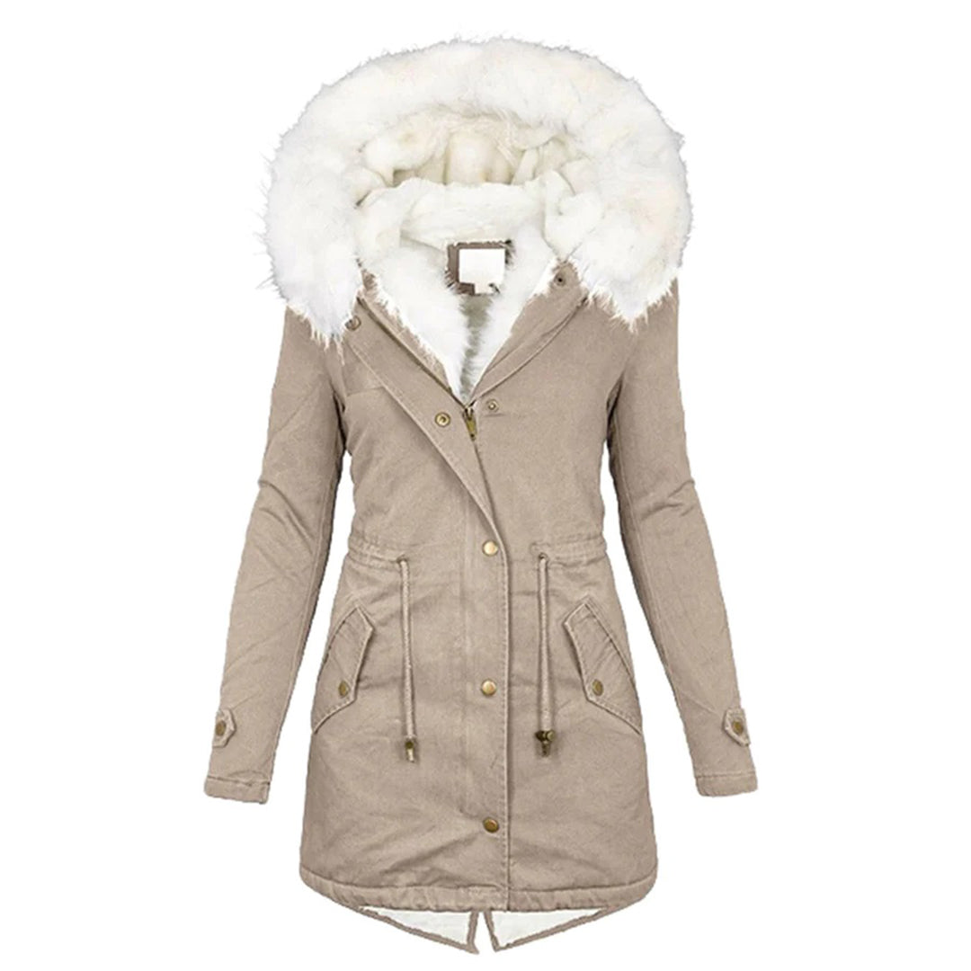 Long Hooded Drawstring Winter Parka