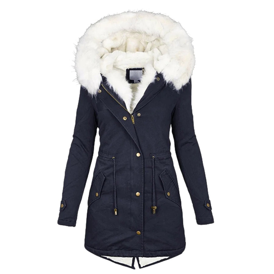 Long Hooded Drawstring Winter Parka