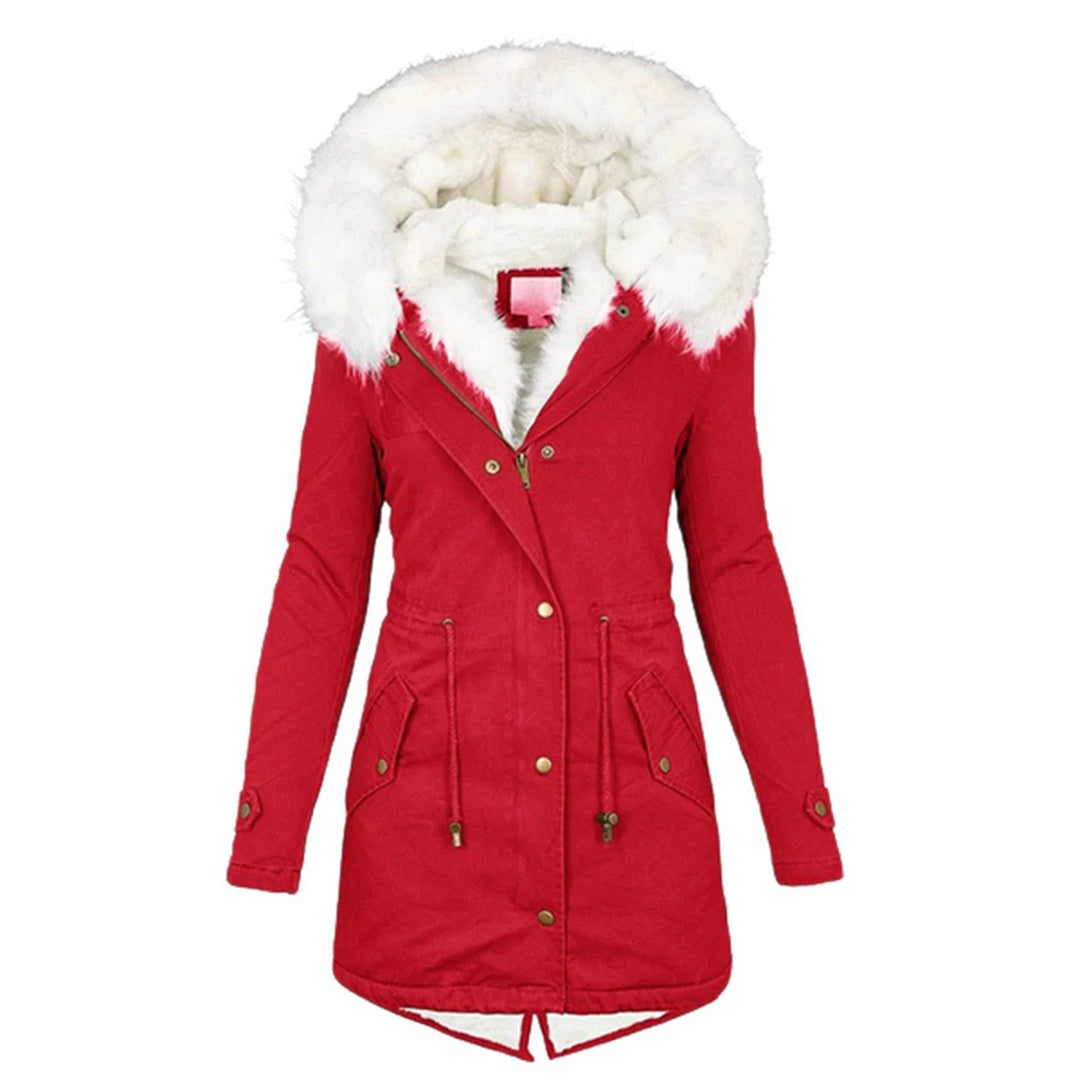 Long Hooded Drawstring Winter Parka