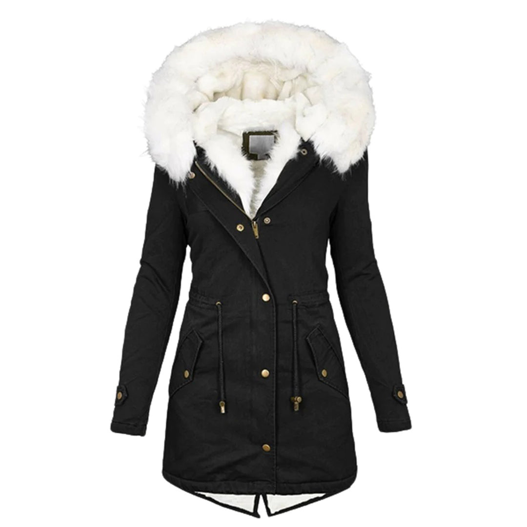 Long Hooded Drawstring Winter Parka