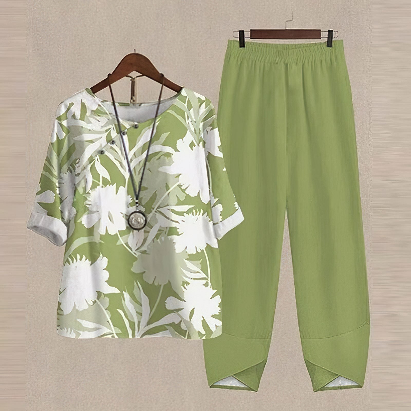 Summer Button-Down & Palazzo Pant Set Chic Women's Set