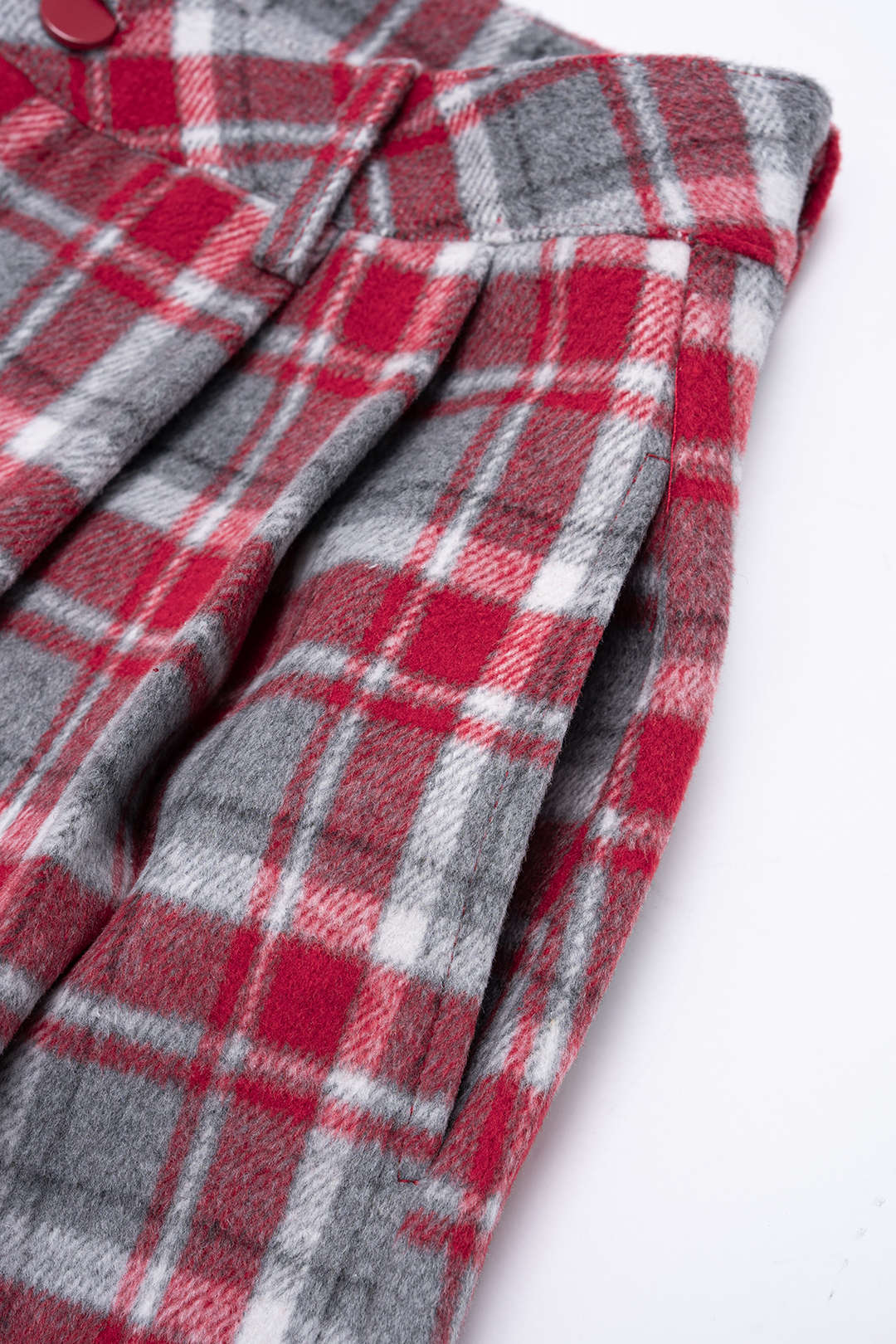 Red Plaid Wide Leg Pants Set