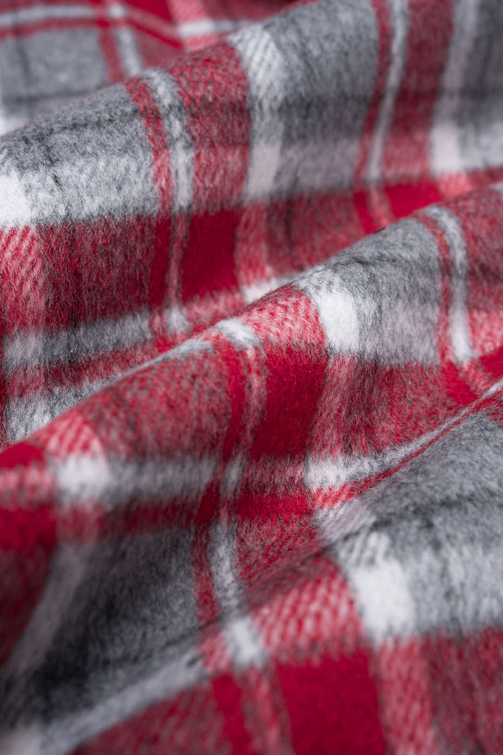 Red Plaid Wide Leg Pants Set