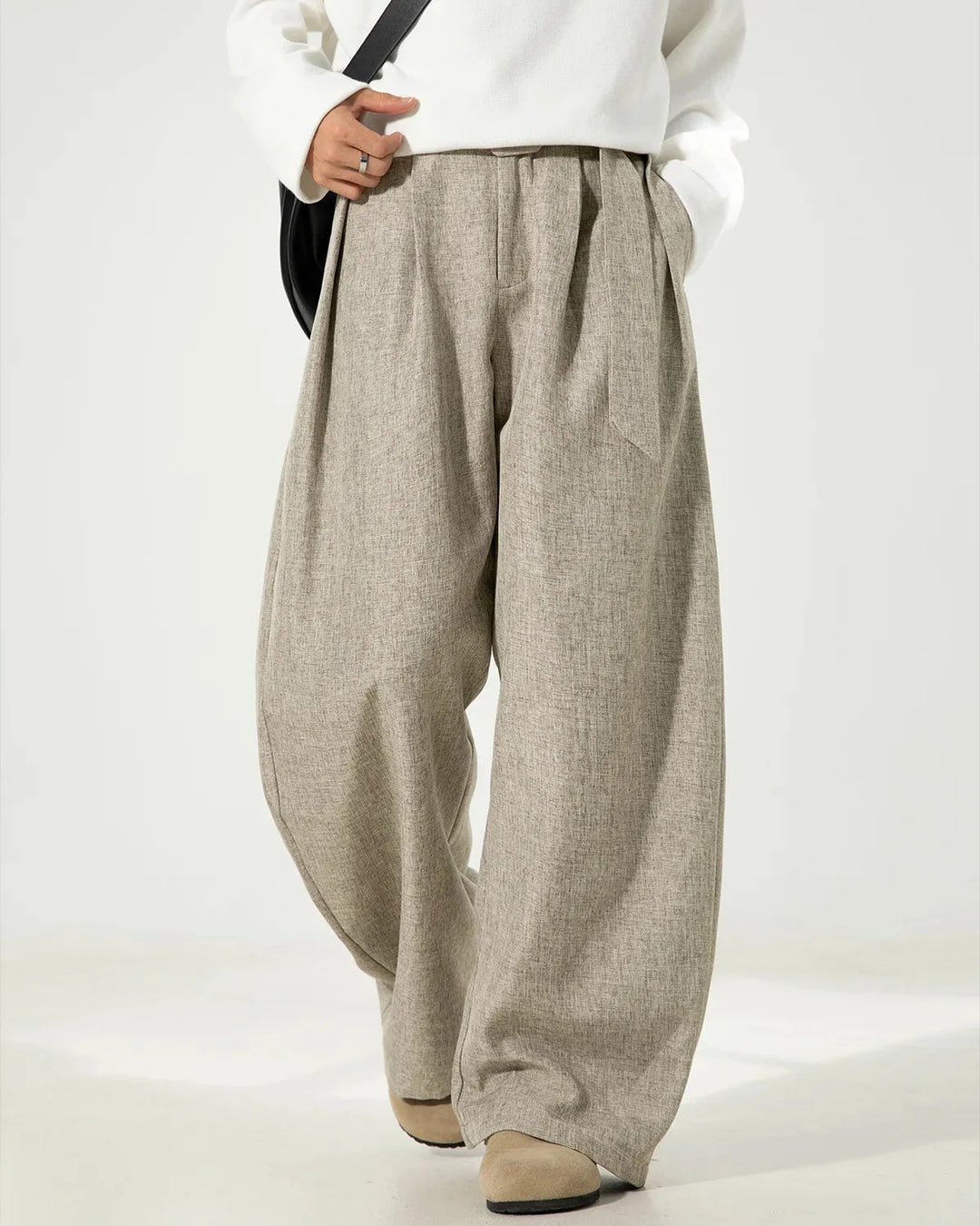 Relaxed Pleated Wide-Leg Pants