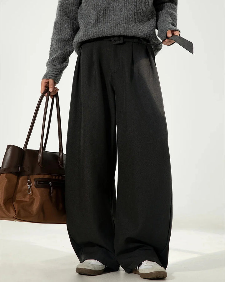 Relaxed Pleated Wide-Leg Pants