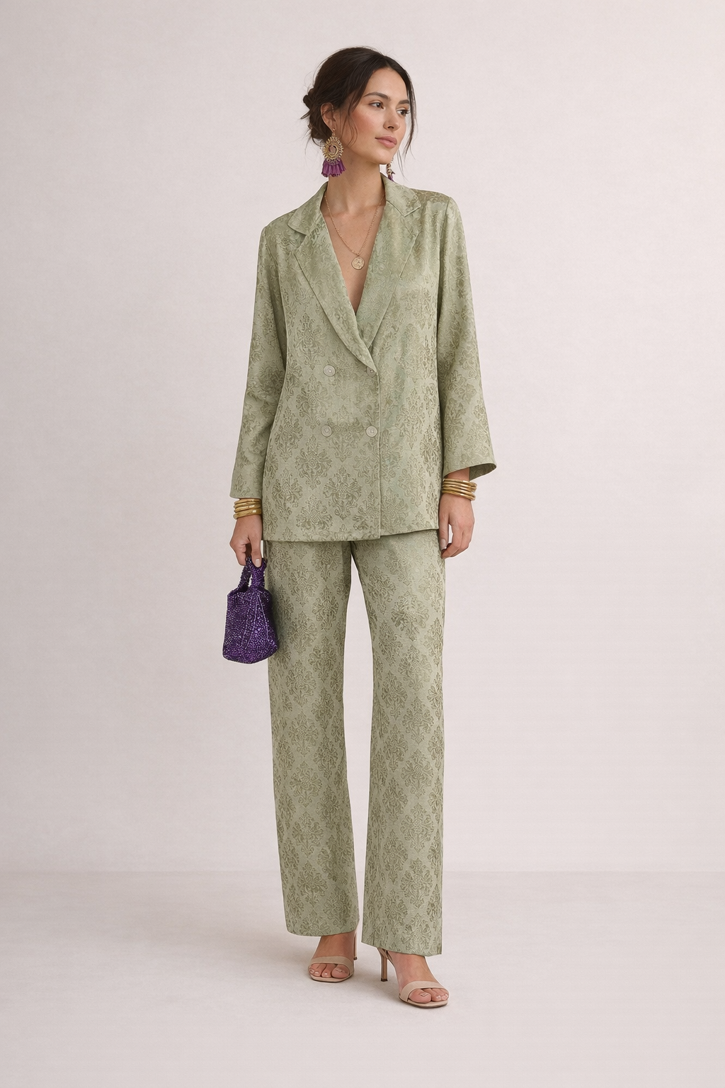 Crossed Notched Lapel Tailored Blazer