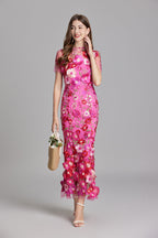 Floral Appliqué Mermaid Evening Gown Women's Occasion Dress