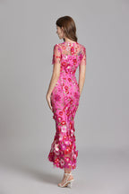 Floral Appliqué Mermaid Evening Gown Women's Occasion Dress