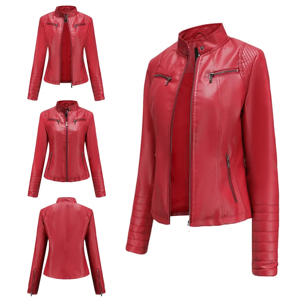 Stylish Faux Leather Biker Jacket