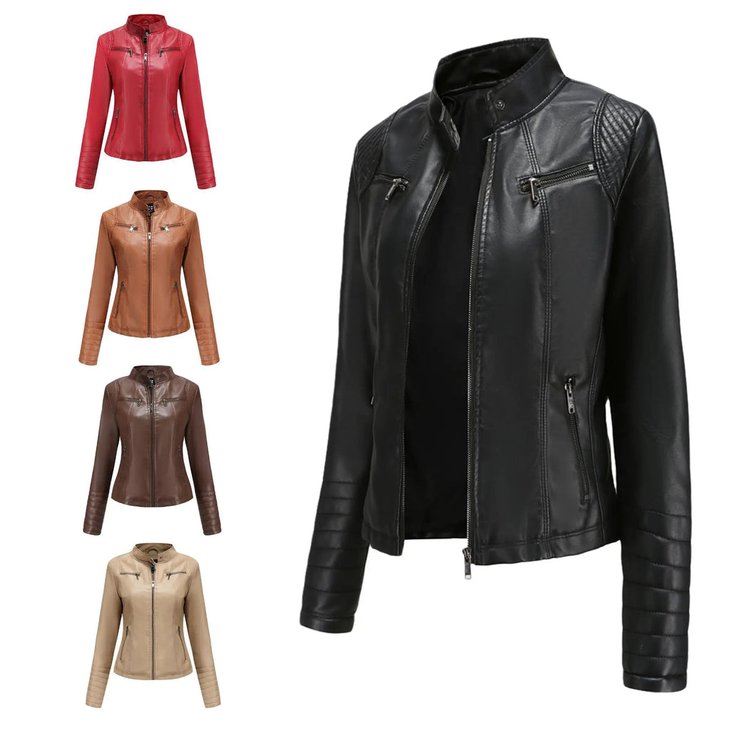 Stylish Faux Leather Biker Jacket